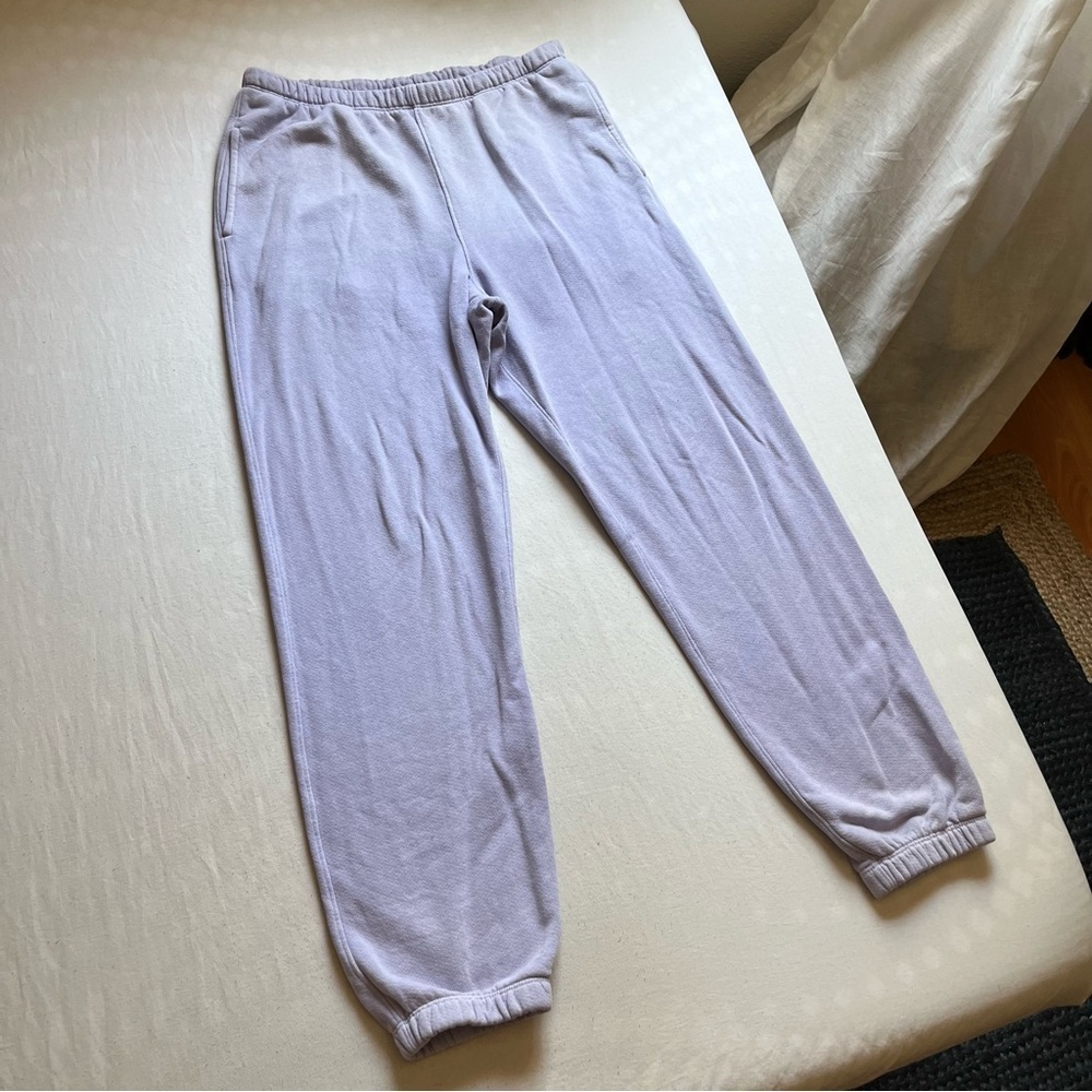Re/done lilac purple‎ cotton knit elastic waist cropped jogger sweat pants